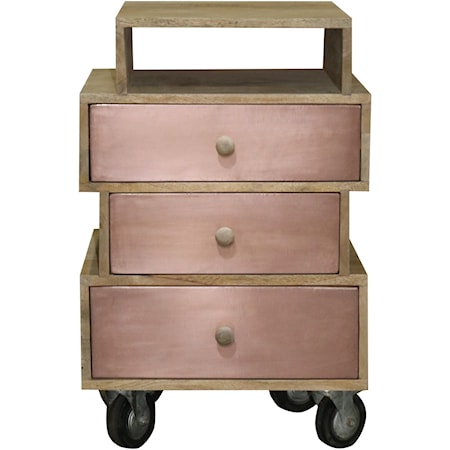 Transitional Nightstand with Casters