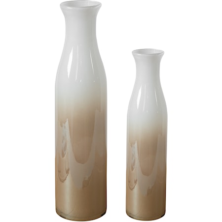 Blur Ivory Beige Vases, S/2