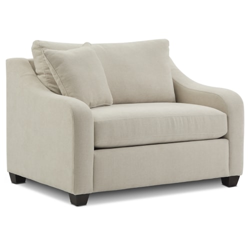 Transitional Slope-Arm Chair & a Half with Throw Pillow