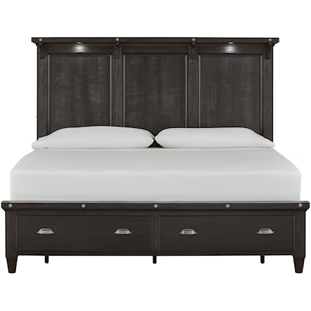 King Lighted Panel Storage Bed