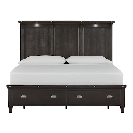 Queen Lighted Panel Storage Bed