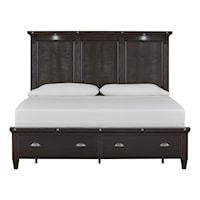 Modern Farmhouse California King Lighted Panel Storage Bed