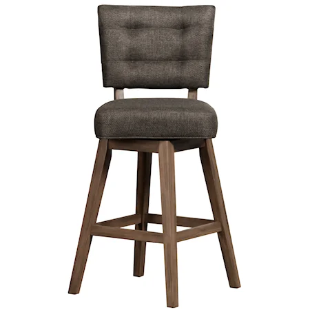 Contemporary Swivel Barstool with Button Tufting 
