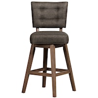 Contemporary Swivel Barstool with Button Tufting