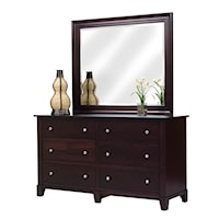 Traditional 6-Drawer Dresser with Attached Mirror