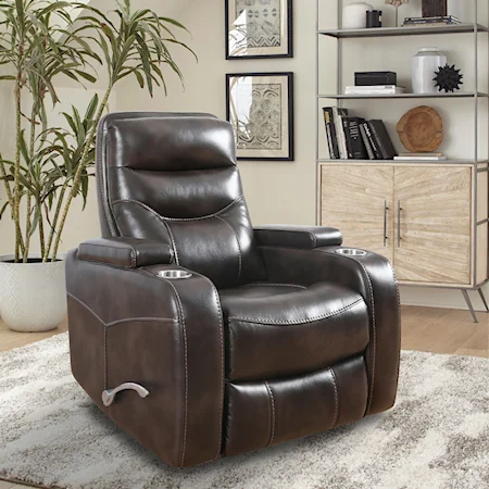 Contemporary Manual Swivel Glider Recliner with Cup Holders
