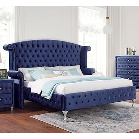 Queen Bed, Blue