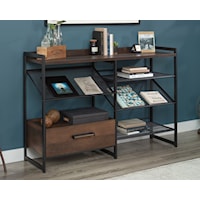 Industrial Horizontal Bookcase with Metal Frame