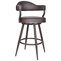 Contemporary 26" Counter Height Barstool in Brown Powder Coated Finish with Vintage Brown Faux Leather