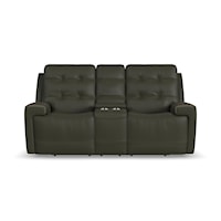 Casual Power Reclining Console Loveseat with Power Headrests and USB Charging
