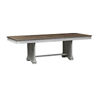Traditional Rectangular Trestle Table with Leaf Insert
