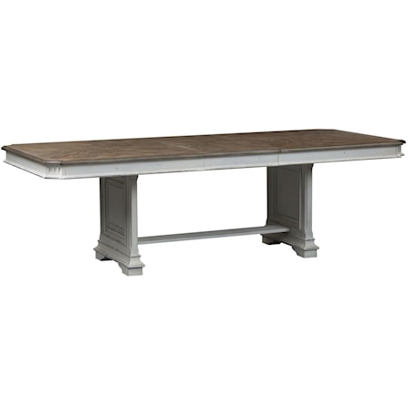 Traditional Rectangular Trestle Table with Leaf Insert