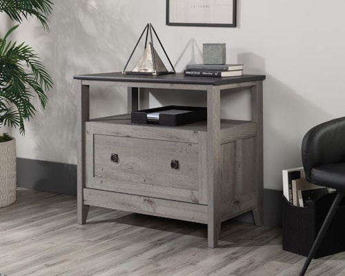 Transitional 1-Drawer Lateral File Cabinet with Open Shelf
