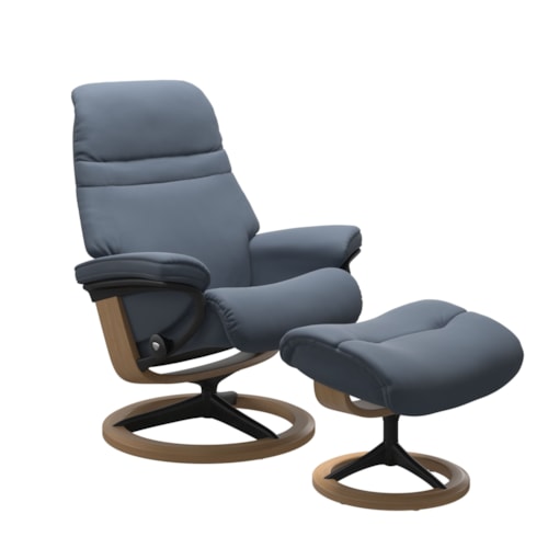 Large Reclining Chair and Ottoman with Signature Base