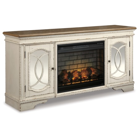 74" TV Stand With Electric Fireplace