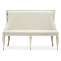 Transitional Farmhouse Upholstered Dining Bench with Nailhead Trim

