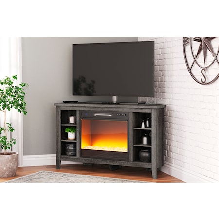 Corner TV Stand w/ Electric Fireplace