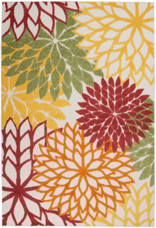 5'3" x 7'5" Red Multi Colored Rectangle Rug
