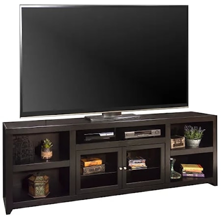 Transitional 95" TV Console with Glass Doors