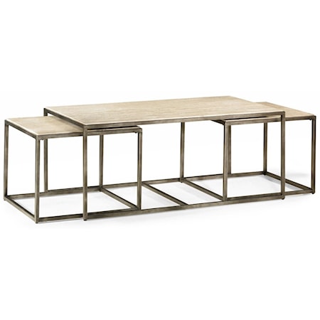 Rectangular Cocktail Table with Bronze with Nesting Tables