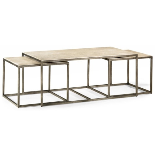 Rectangular Cocktail Table with Bronze with Nesting Tables