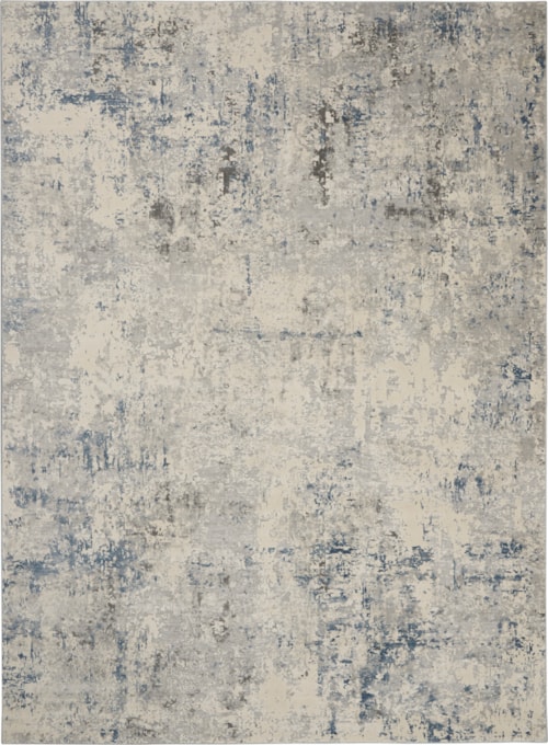 7'10" x 10'6" Ivory/Grey/Blue Rectangle Rug