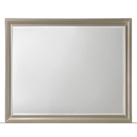 Glam Rectangular Beveled Mirror with Wooden Frame