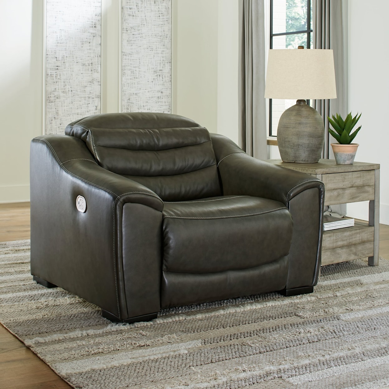 Signature Design by Ashley Furniture Center Line PWR Recliner/ADJ Headrest