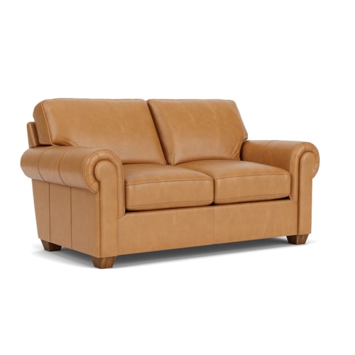 Transitional Loveseat with Rolled Arms