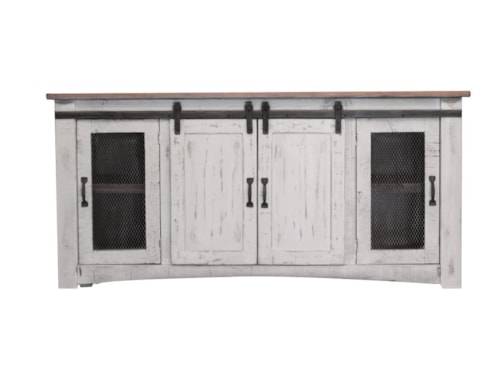 Rustic 70" TV Stand with Mesh Panel Doors