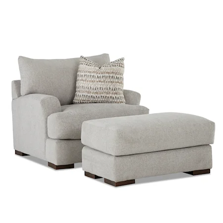 Casual Oversized Chair & Ottoman Set