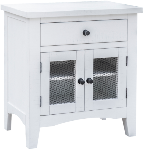 Farmhouse 1-Drawer Nightstand with Magnetic Doors