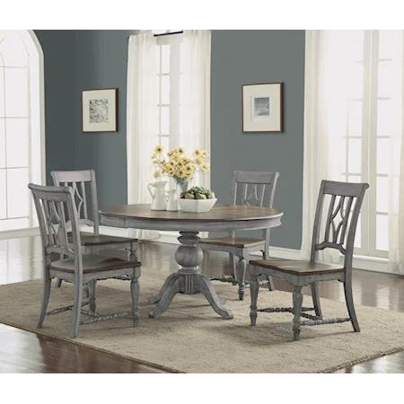 Relaxed Vintage Round Table and Chair Set