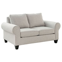 Transitional Loveseat with Rolled Arms