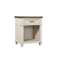 Farmhouse 1-Drawer Nightstand with Felt Lined Top Drawer