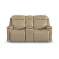 Casual Power Reclining Console Loveseat with Power Headrests and Lumbar