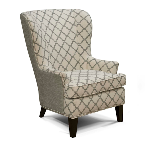 Transitional Wing Back Accent Chair with Tapered Legs