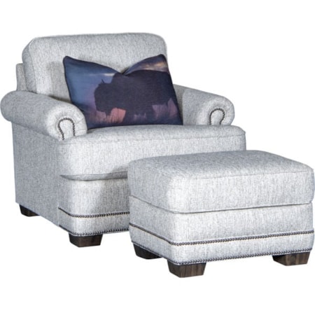 Fabric Chair with Rolled Arms