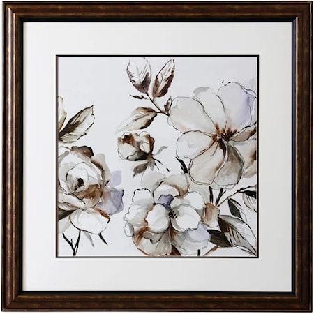 Contemporary Floral Framed Print with Dark Frame
