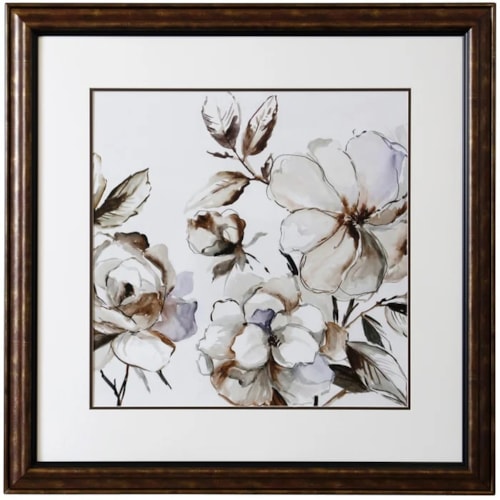 Contemporary Floral Framed Print with Dark Frame