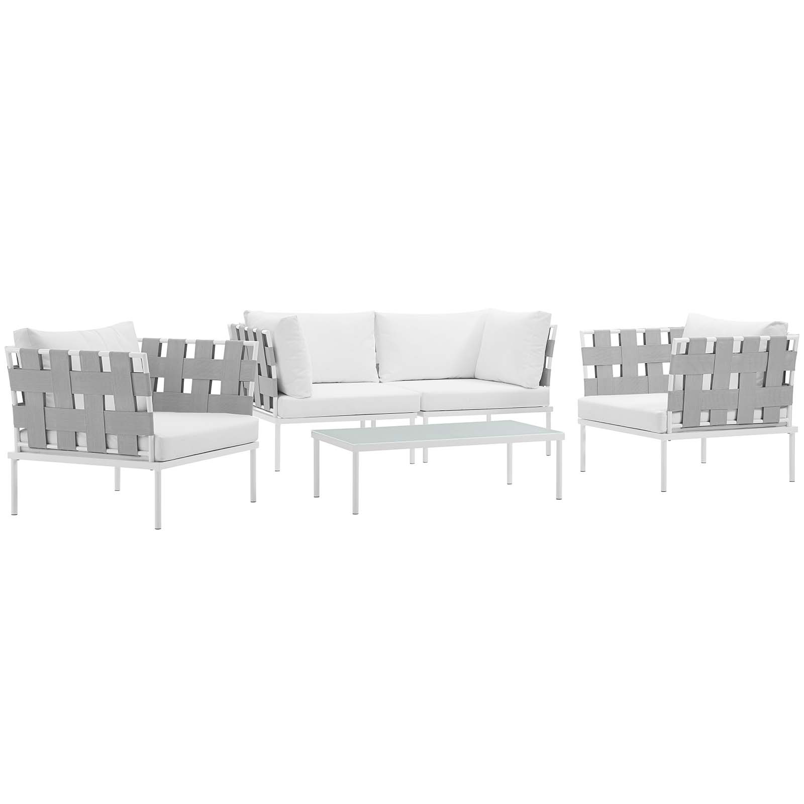 Modway Harmony EEI2623WHIWHISET 5 Piece Outdoor Patio Aluminum