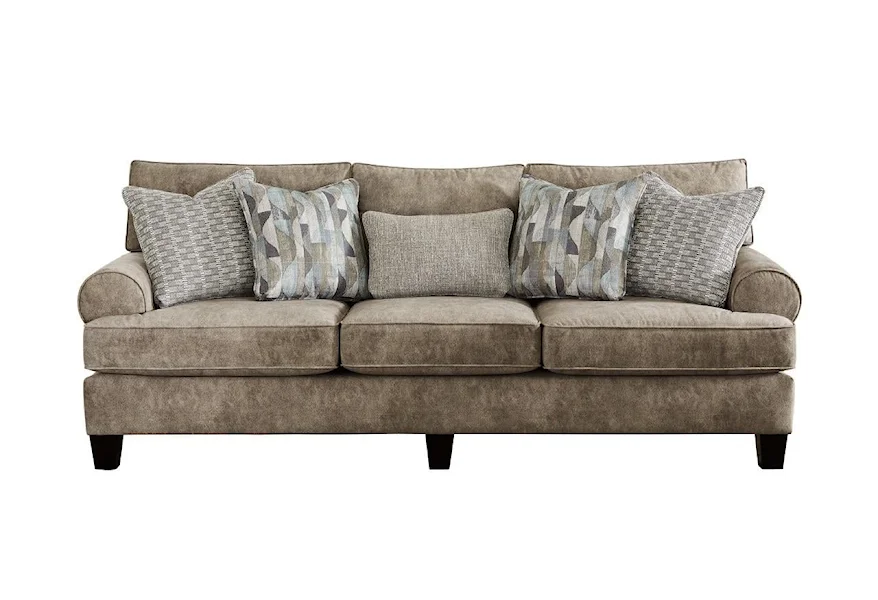 4200 OUTLIER MUSHROOM Sofa with Rolled Arms and Exposed Wood Legs by Fusion Furniture at Esprit Decor Home Furnishings