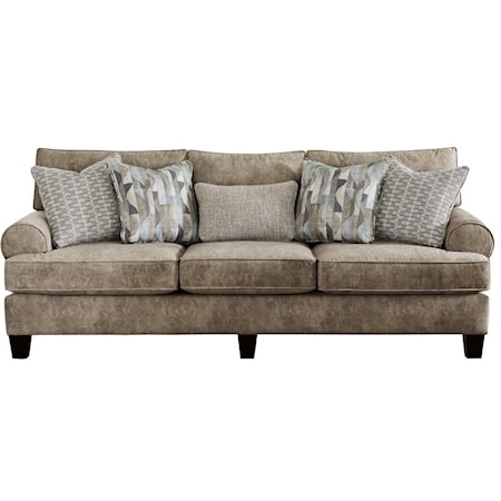 Sofa with Rolled Arms and Exposed Wood Legs
