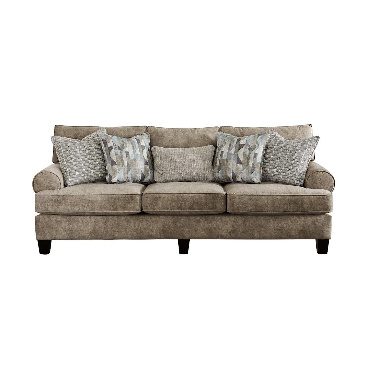 VFM Signature 4200 OUTLIER MUSHROOM Sofa with Rolled Arms and Exposed Wood Legs