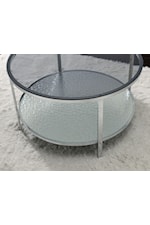 Steve Silver Frostine Contemporary Round Cocktail Table with Glass Top