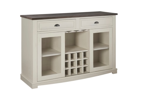 Farmhouse Two-Tone Server with Wine Storage