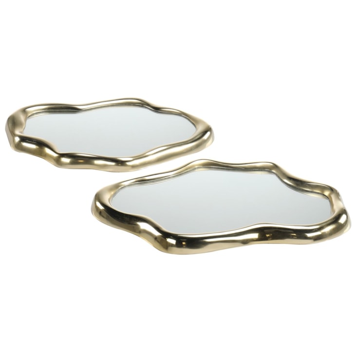 John-Richard Accessories & Botanicals Flowing Gold Trays, Set of 2