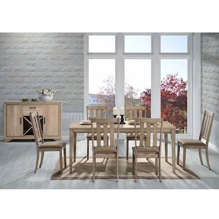 Farmhouse 7-Piece Dining Set with Slat Back Chairs