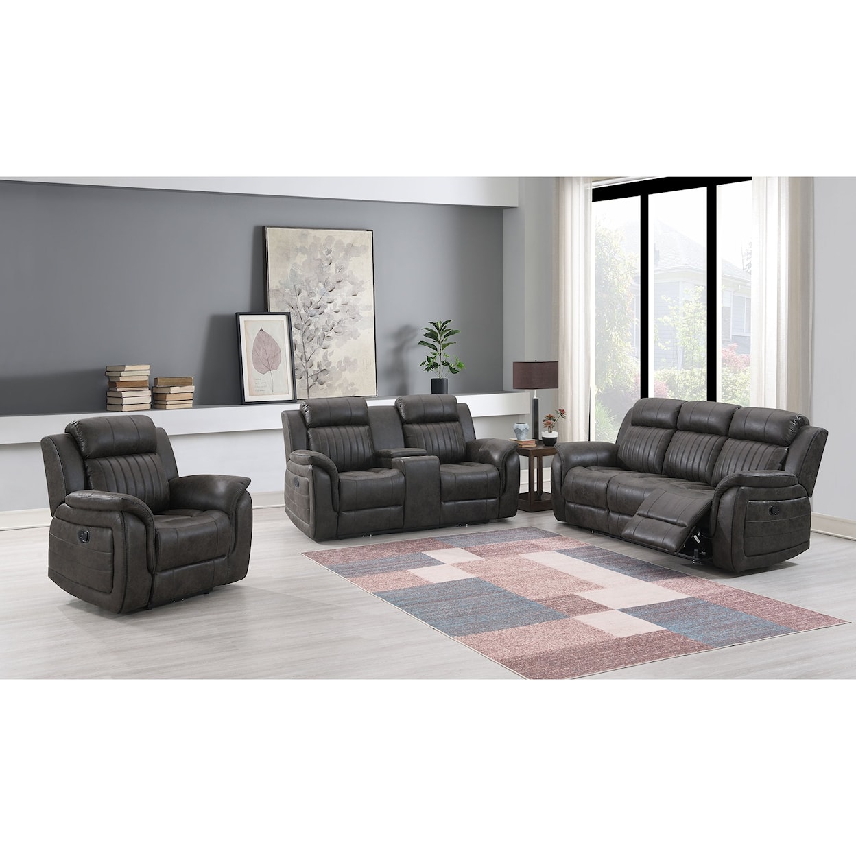 Global Furniture U8517 Grey Reclining Sofa