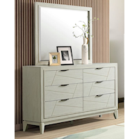 Contemporary 6-Drawer Dresser with Mirror